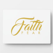 Glaube über Angst Gold und Weiß Fotoplatte (Vorderseite)