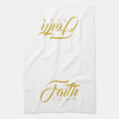 Glaube über Angst Gold und Weiß Geschirrtuch (Vertikal)