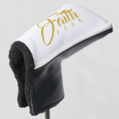 Glaube über Angst Gold und Weiß Golf Headcover (3/4 Vorderseite)
