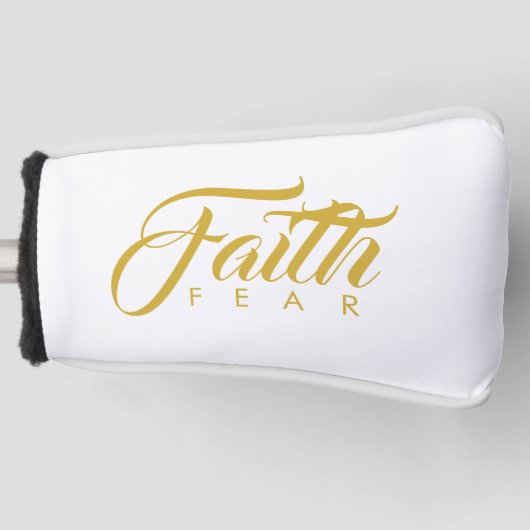 Glaube über Angst Gold und Weiß Golf Headcover (Vorderseite)
