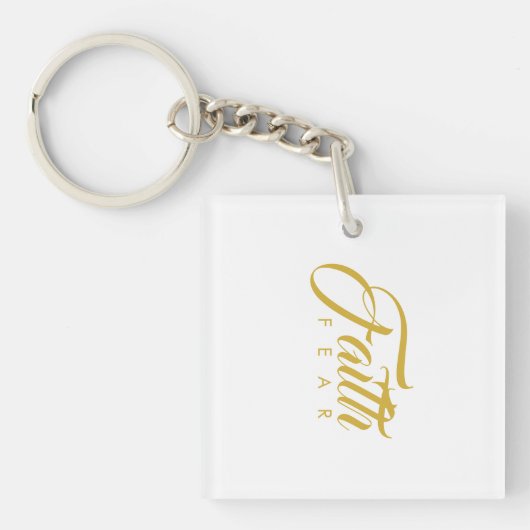 Glaube über Angst Gold und Weiß Schlüsselanhänger (Vorderseite)