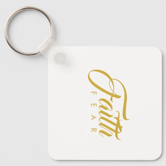 Glaube über Angst Gold und Weiß Schlüsselanhänger (Vorderseite)