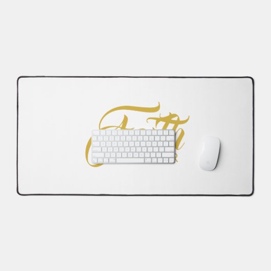 Glaube über Angst Gold und Weiß Schreibtischunterlage (Tastatur & Maus)
