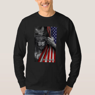 Glaube Über Angst Gott Jesus Christlich USA-Flagge T-Shirt