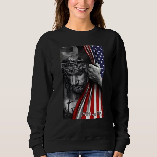 Glaube über Angst Gott Jesus Christliche Flagge Sweatshirt (Vorderseite)