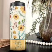 Glaube über Angst Hübsches gelbes Blumenmuster Thermosbecher