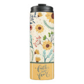 Glaube über Angst Hübsches gelbes Blumenmuster Thermosbecher (Vorderseite)