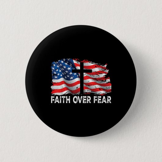 Glaube über Angst Jesus Christliches Kreuz Uns Fla Button (Vorderseite)