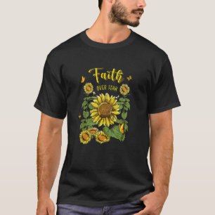 Glaube Über Angst Jesus Sonnenblume Schmetterling T-Shirt