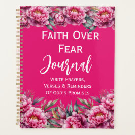Glaube über Angst Journal Watercolor Pink Floral Planer
