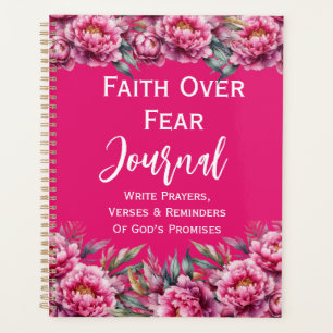 Glaube über Angst Journal Watercolor Pink Floral Planer