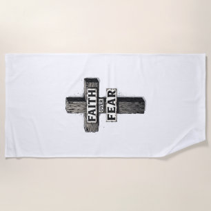 Glaube über Angst Kreuz Vintage Gravur-Shirt (1) Strandtuch