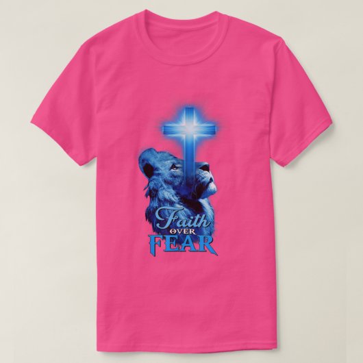 Glaube über Angst Löwe Bibel Scripture Zitat Chris T-Shirt (Design vorne)