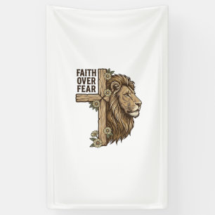 Glaube über Angst Löwe Kreuz Vintage Christliches  Banner
