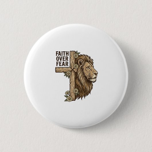 Glaube über Angst Löwe Kreuz Vintage Christliches  Button (Vorderseite)