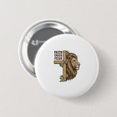 Glaube über Angst Löwe Kreuz Vintage Christliches  Button (Vorne & Hinten)