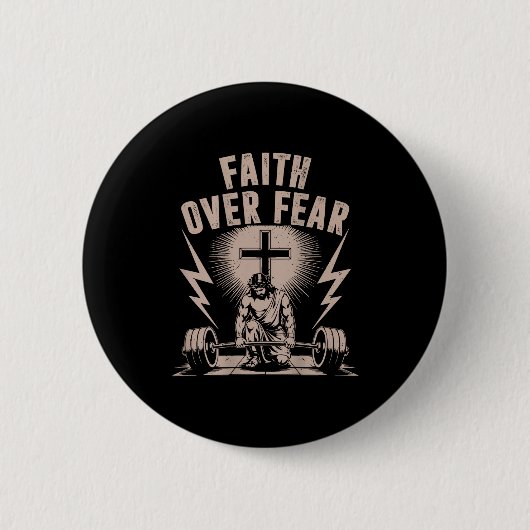Glaube Über Angst Lustig Christliches Training Fit Button (Vorderseite)