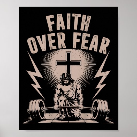 Glaube Über Angst Lustige Christliche Workout-Hall Poster (Vorne)