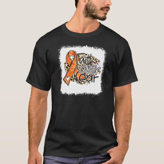 Glaube über Angst Orange Ribbon Leopard Adhd Aware T-Shirt (Vorderseite)