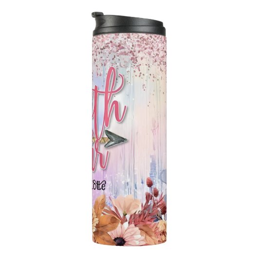 Glaube über Angst Pfeil Thermosbecher (Nach rechts gedreht)