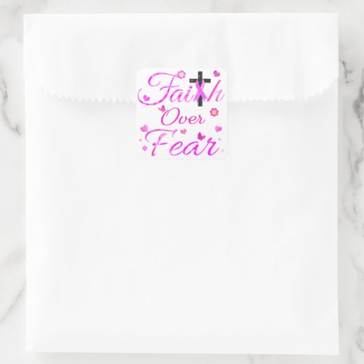 Glaube über Angst Quadratischer Aufkleber (Tasche)