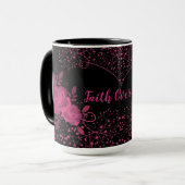 Glaube über Angst, rosa Rosen Tasse (Vorderseite Links)