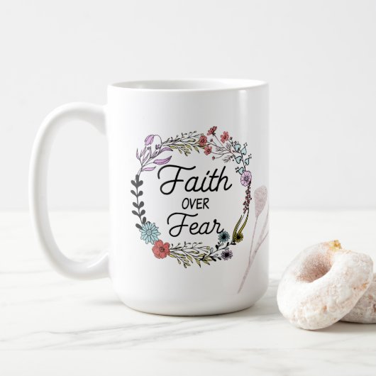 Glaube über Angst Schöne Blüte Kaffeetasse (Mit Donut)