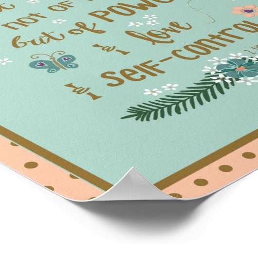 Glaube über Angst Schrift 2 Timothy Mint Peach Poster (Ecke)