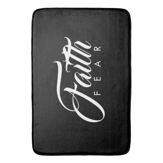 Glaube über Angst schwarz Badematte (Vorderseite Vertikal)