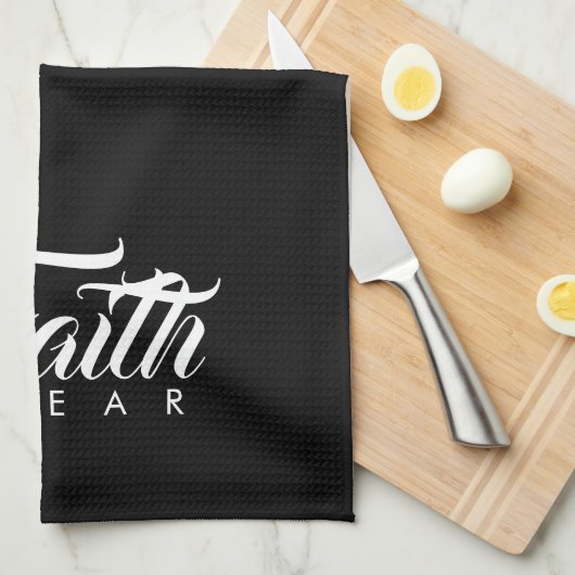 Glaube über Angst schwarz Geschirrtuch (Viertel Falte)
