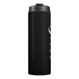 Glaube über Angst schwarz Thermosbecher