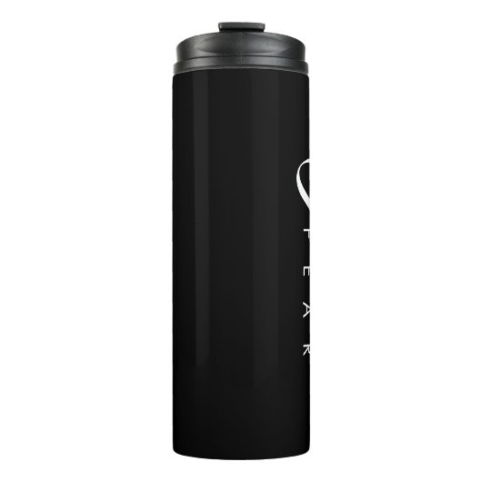 Glaube über Angst schwarz Thermosbecher (Vorderseite)