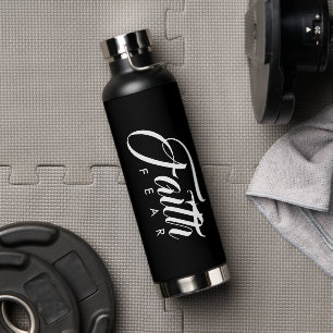 Glaube über Angst schwarz Trinkflasche