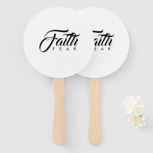 Glaube über Angst, Schwarz und Weiß Fächer (Vorne und Hinten)