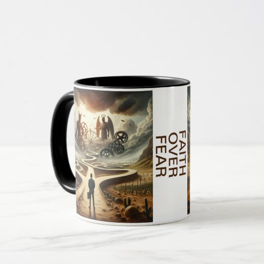 Glaube über Angst - surreale Landschaft Kaffee Tas Tasse (Vorderseite Links)