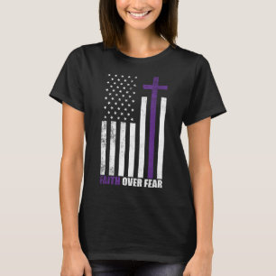 Glaube Über Angst Vintage Amerikanische Flagge Chr T-Shirt