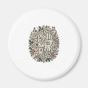Glaube über Angst Vintage Floral Schmetterling Magnet