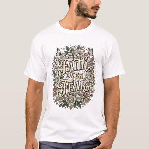 Glaube Über Angst Vintage Floral Schmetterling T-Shirt