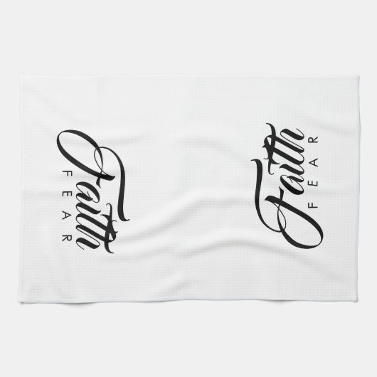 Glaube über Angst Weiß Geschirrtuch (Horizontal)