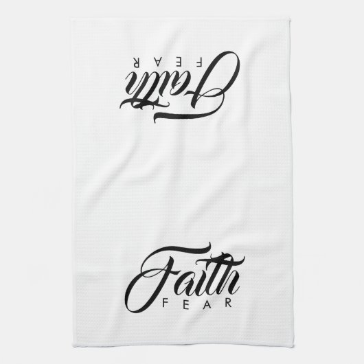 Glaube über Angst Weiß Geschirrtuch (Vertikal)