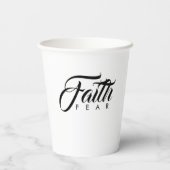 Glaube über Angst Weiß Pappbecher (Rückseite)