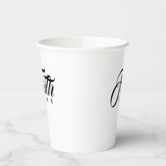 Glaube über Angst Weiß Pappbecher (Links)