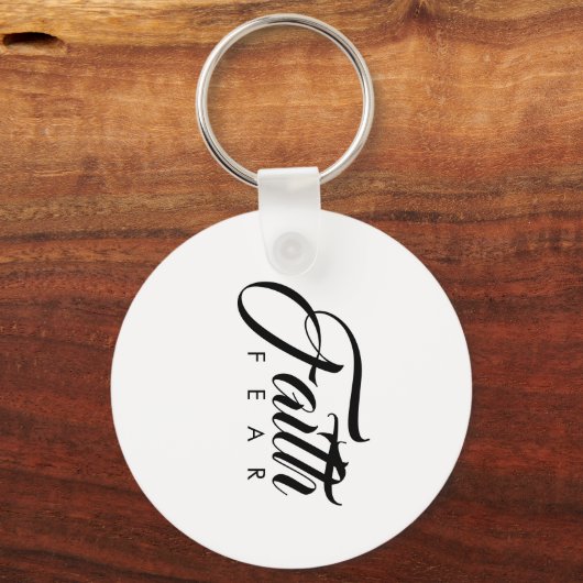 Glaube über Angst Weiß Schlüsselanhänger (Rückseite)