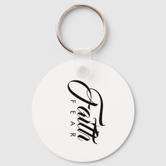 Glaube über Angst Weiß Schlüsselanhänger (Rückseite)