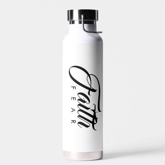 Glaube über Angst Weiß Trinkflasche (Links)