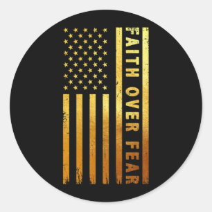 Glaube über Ängste Coole Christliche Cross America Runder Aufkleber