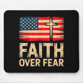 Glaube über Furcht Kreuz Amerikanische Flagge Mousepad