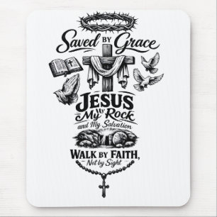 Glaube Überwindet Angst Christliches Vintage-Desig Mousepad
