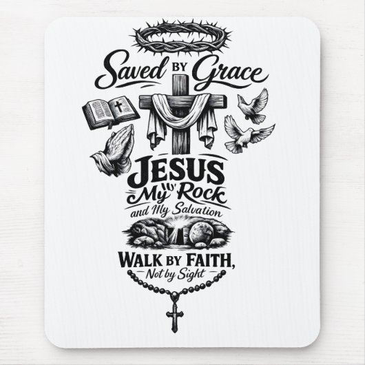 Glaube Überwindet Angst Christliches Vintage-Desig Mousepad (Vorne)