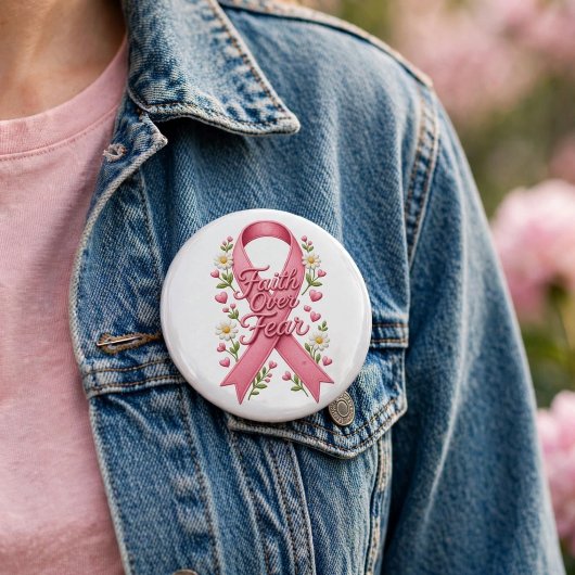 Glaube Überwindet Angst Pinkes Brustkrebs-Bewussts Button